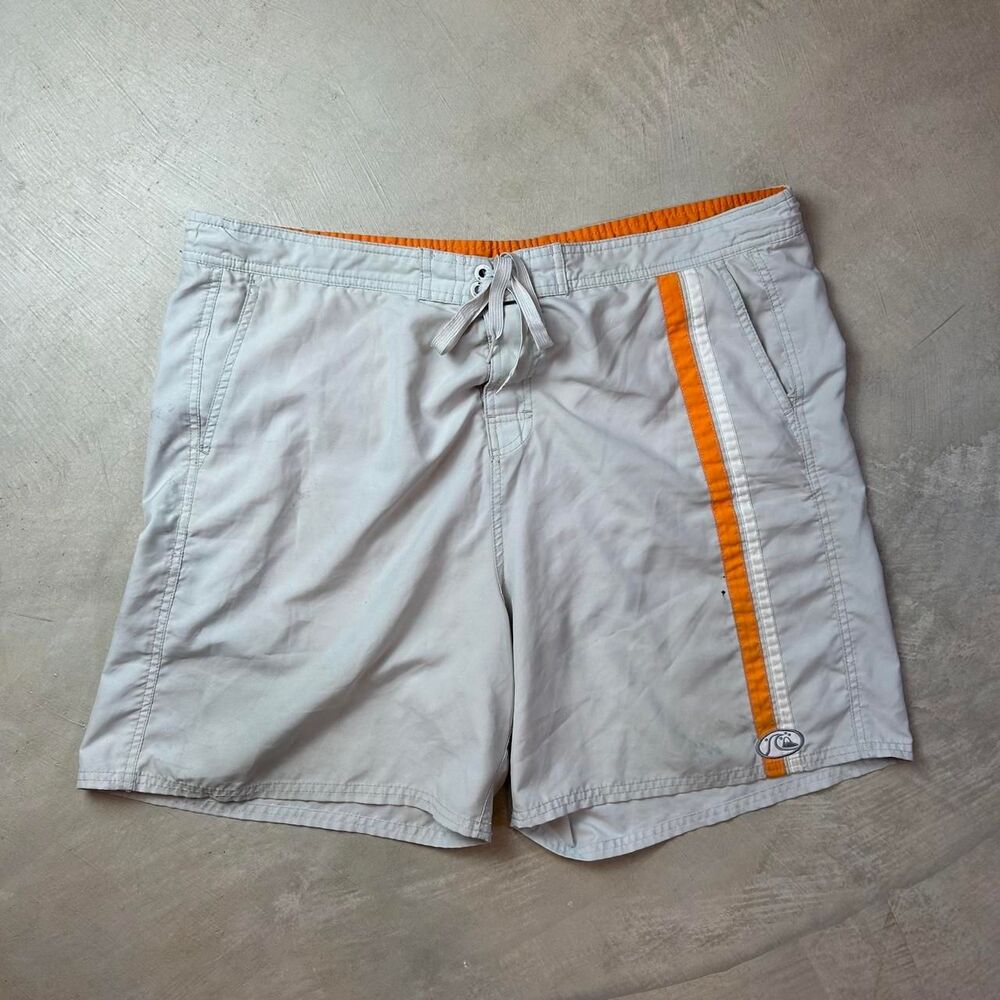 Quiksilver Men's Grey and Cream Swim-briefs-shorts